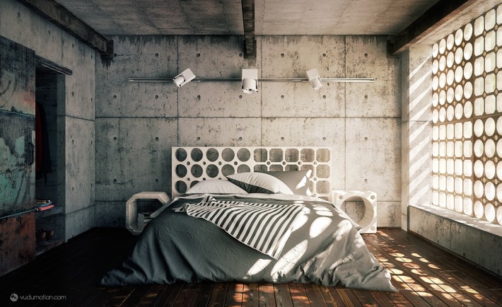 صور ديكور لغرف النوم 22 Cool Cement Bedroom